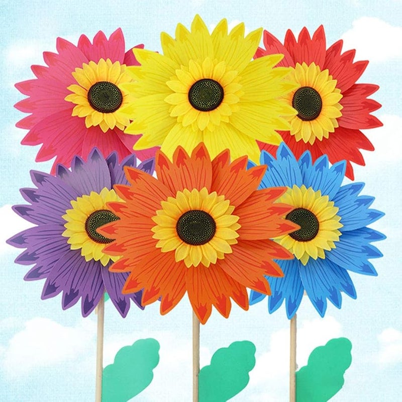 حديقة طاحونة هواء دوار الشمس الصفراء حفلة خارجية ديكور ساحة خارجية سهلة التركيب هدية - Image 4